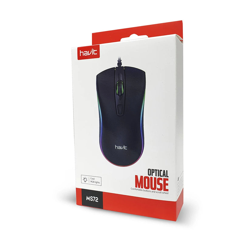 Mouse Gamer Havit HV-MS72 1200 DPI 4 Botões RGB Preto