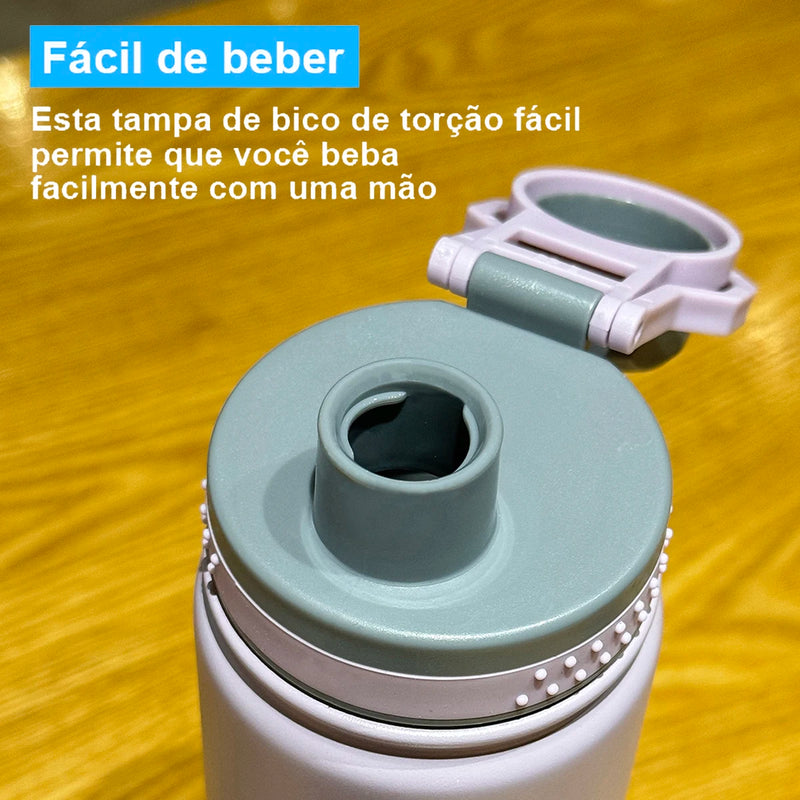 Garrafa térmica de aço inoxidável com palha, Copo térmico do carro, Frasco isolado, Copo de água para esportes ao ar livre, 750ml