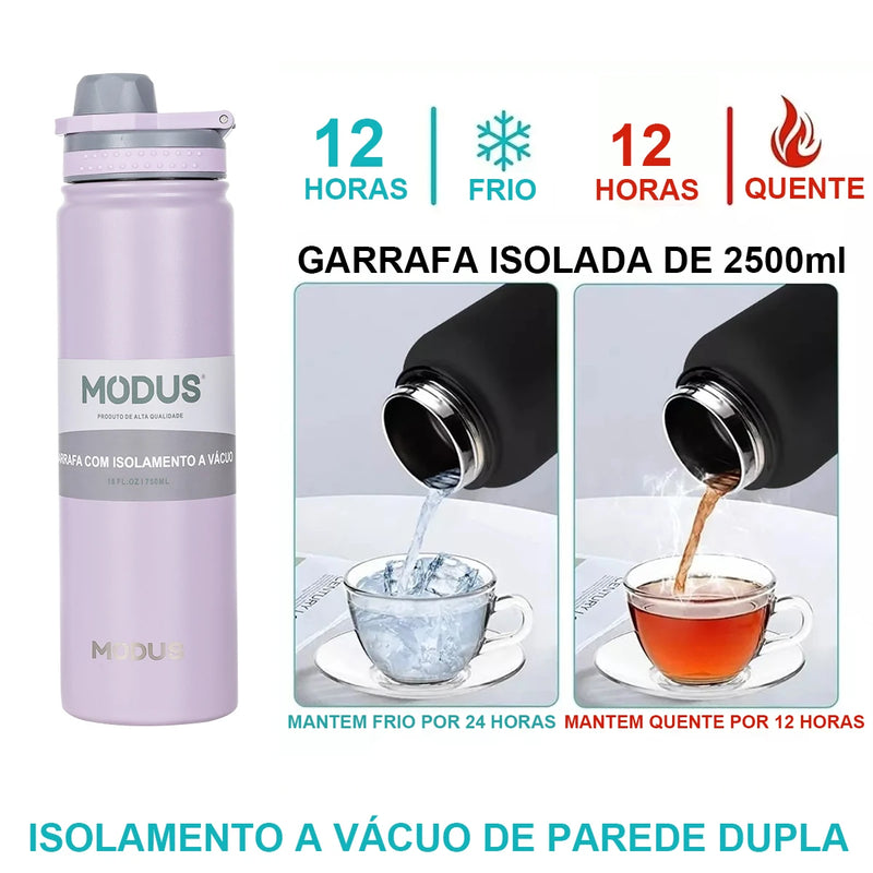 Garrafa térmica de aço inoxidável com palha, Copo térmico do carro, Frasco isolado, Copo de água para esportes ao ar livre, 750ml