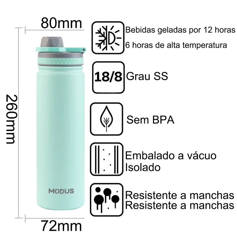 Garrafa térmica de aço inoxidável com palha, Copo térmico do carro, Frasco isolado, Copo de água para esportes ao ar livre, 750ml