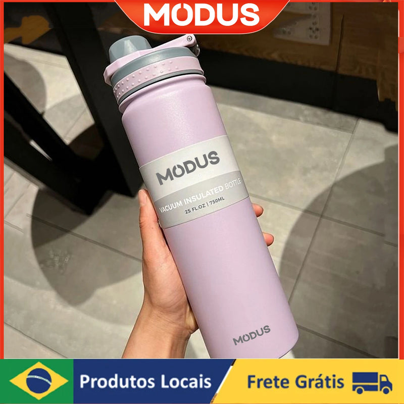 Garrafa térmica de aço inoxidável com palha, Copo térmico do carro, Frasco isolado, Copo de água para esportes ao ar livre, 750ml