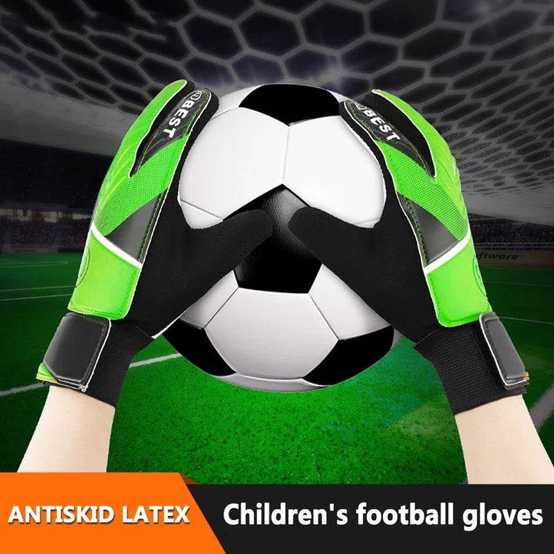 Luvas de goleiro de futebol infantil NO.5/6/7 Luvas de goleiro de futebol de látex anticolisão Luvas de proteção completa para os dedos das crianças